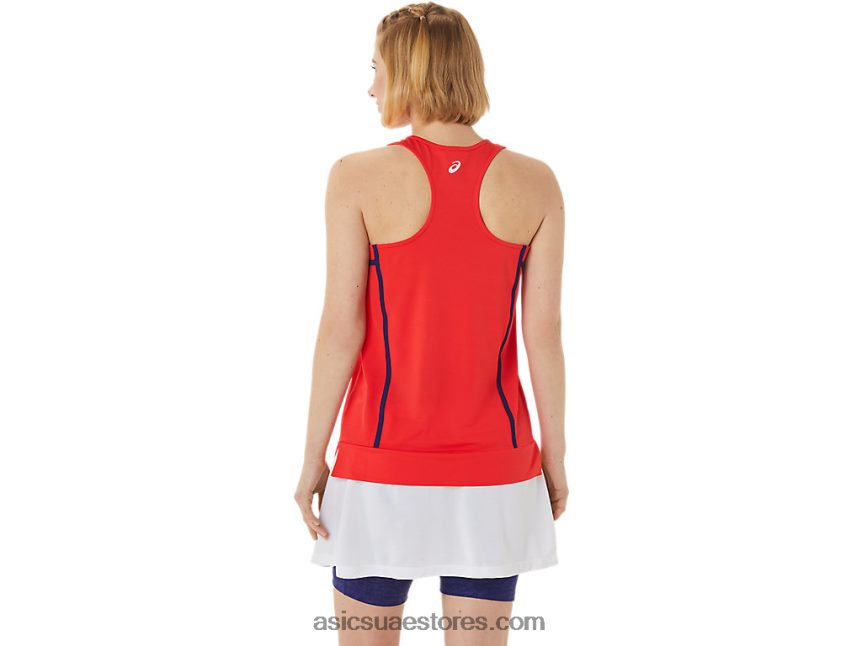 Asics تنبيه أحمر / غوص أزرق دبابة 92 قوية جديدة للسيدات 2N24DJ3060