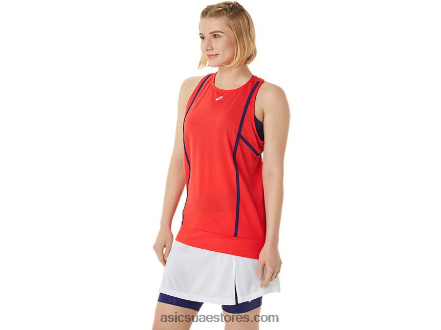 Asics تنبيه أحمر / غوص أزرق دبابة 92 قوية جديدة للسيدات 2N24DJ3060