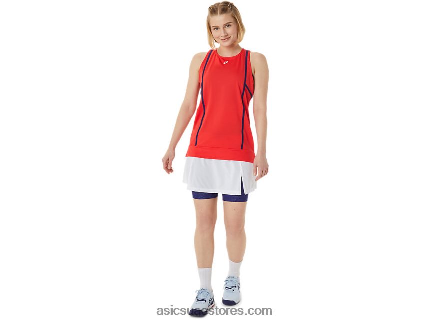 Asics تنبيه أحمر / غوص أزرق دبابة 92 قوية جديدة للسيدات 2N24DJ3060