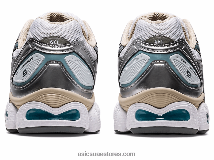 Asics أبيض / رمادي فولاذي جل نيمبوس 9 2N24DJ1000