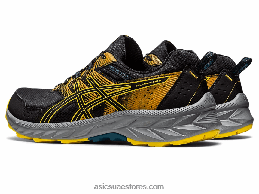 Asics أسود / أصفر ذهبي جل فينشر 9 2N24DJ103