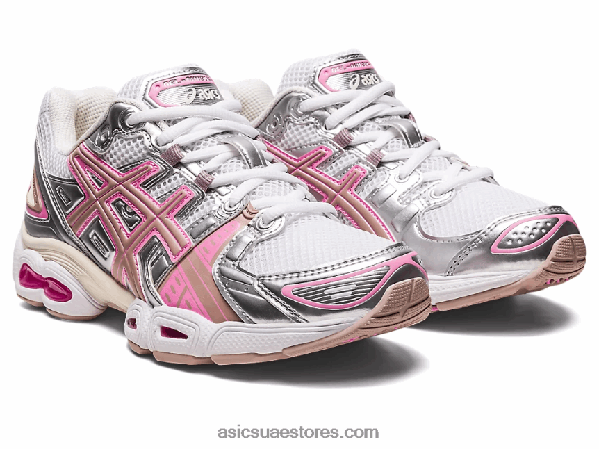 Asics أبيض / فضي نقي جل نيمبوس 9 2N24DJ2255