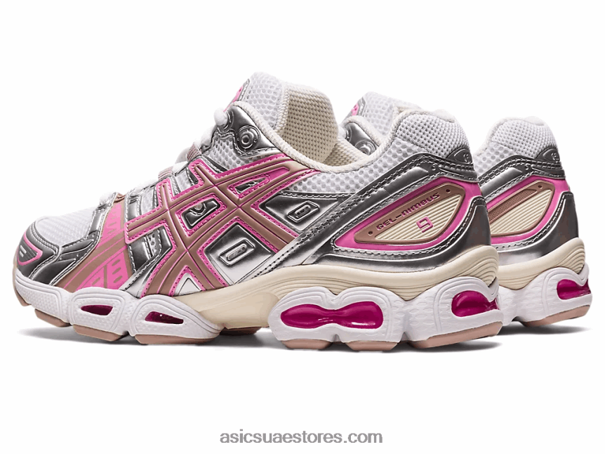 Asics أبيض / فضي نقي جل نيمبوس 9 2N24DJ2255
