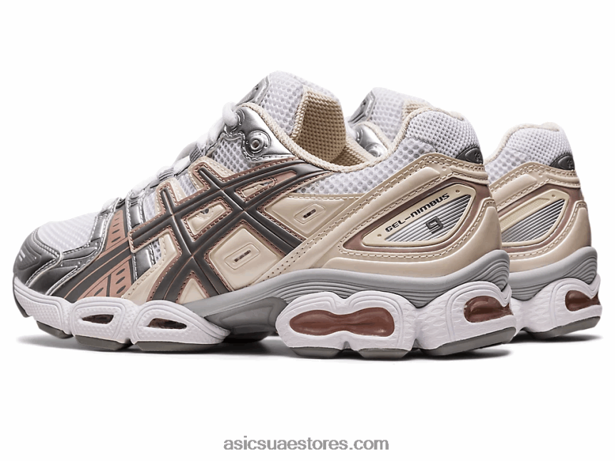 Asics أبيض / دقيق الشوفان جل نيمبوس 9 2N24DJ2302