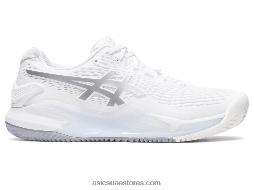 Asics أبيض / فضي نقي هلام القرار 9 الطين 2N24DJ2459