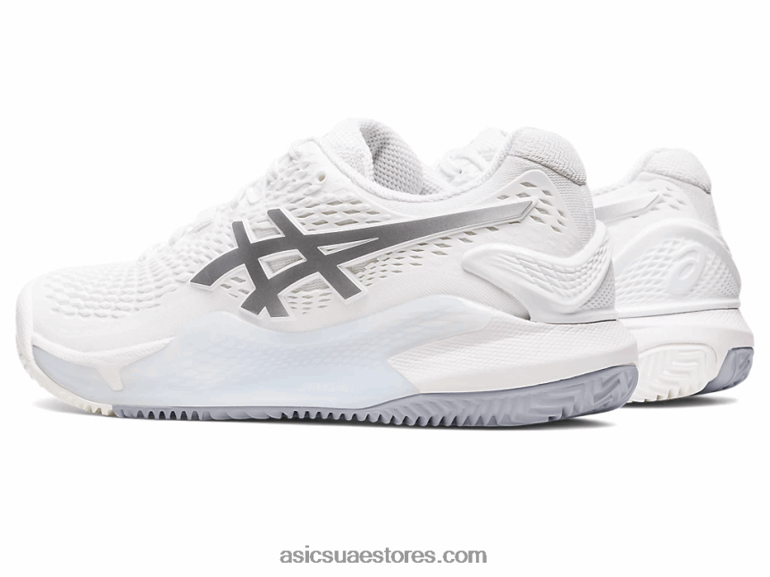 Asics أبيض / فضي نقي هلام القرار 9 الطين 2N24DJ2459