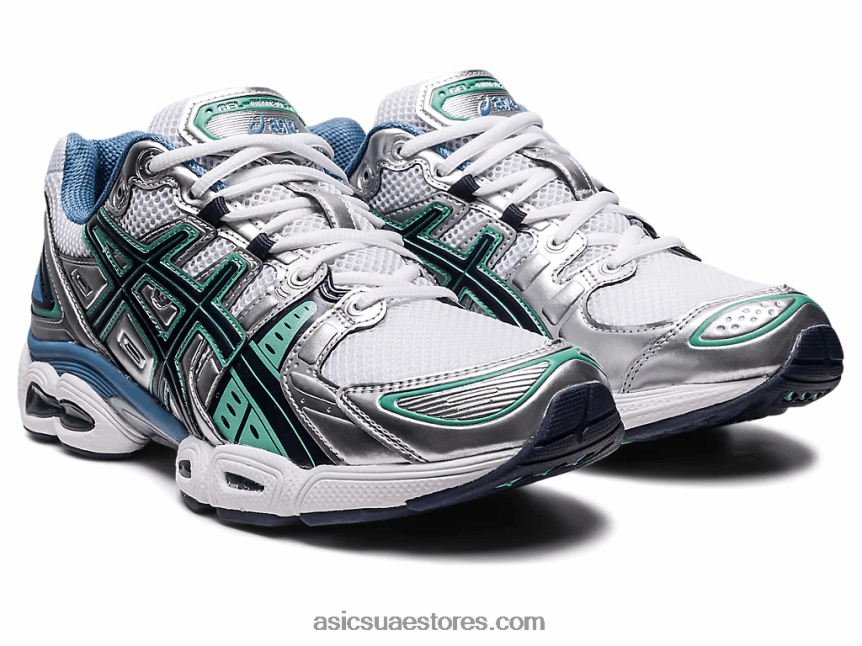 Asics أبيض / فضي نقي جل نيمبوس 9 2N24DJ266