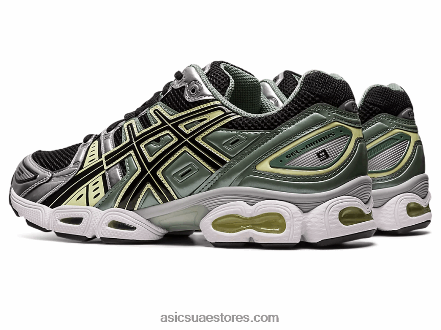 Asics أسود / فضي نقي جل نيمبوس 9 2N24DJ273