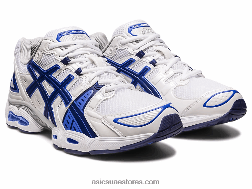 Asics أبيض / أزرق نيلي جل نيمبوس 9 2N24DJ282
