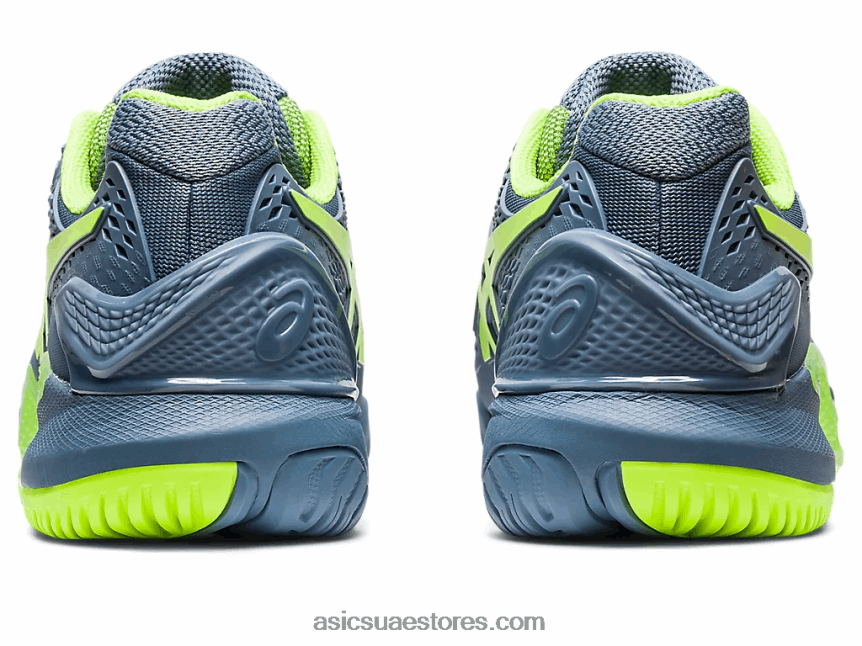 Asics أزرق صلب / أخضر خطر دقة هلام 9 واسعة 2N24DJ364