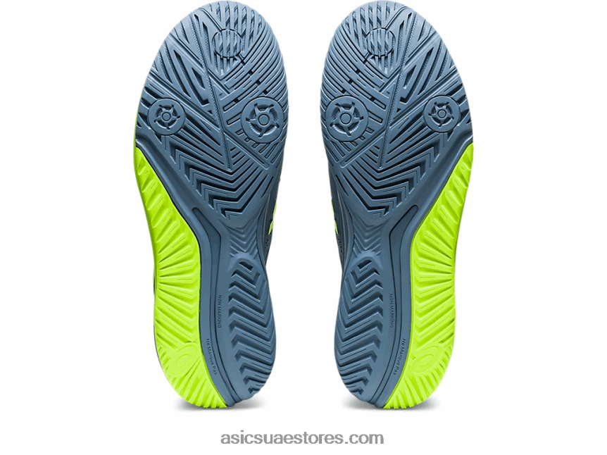 Asics أزرق صلب / أخضر خطر دقة هلام 9 واسعة 2N24DJ364
