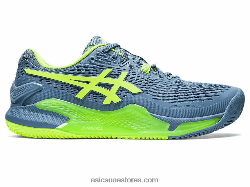 Asics أزرق صلب / أخضر خطر هلام القرار 9 الطين 2N24DJ398