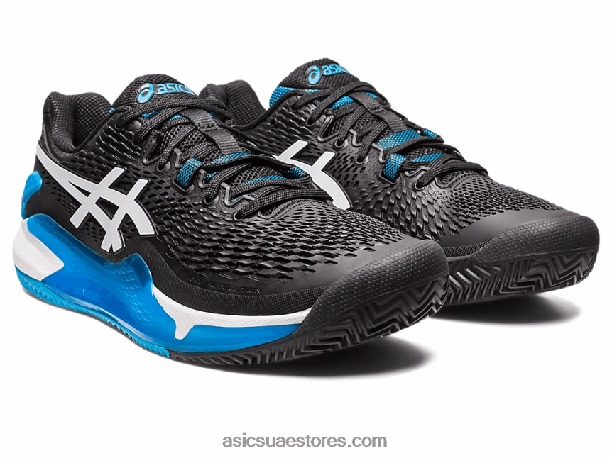 Asics أسود / أبيض هلام القرار 9 الطين 2N24DJ405