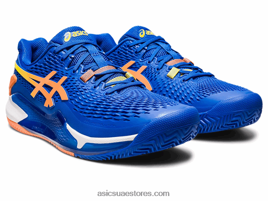 Asics تونة أزرق / خوخ شمس هلام القرار 9 الطين 2N24DJ89