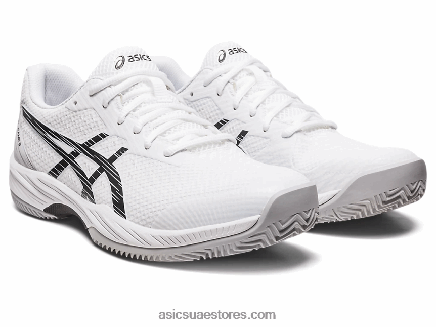 Asics أبيض أسود لعبة جل 9 طين / oc 2N24DJ432