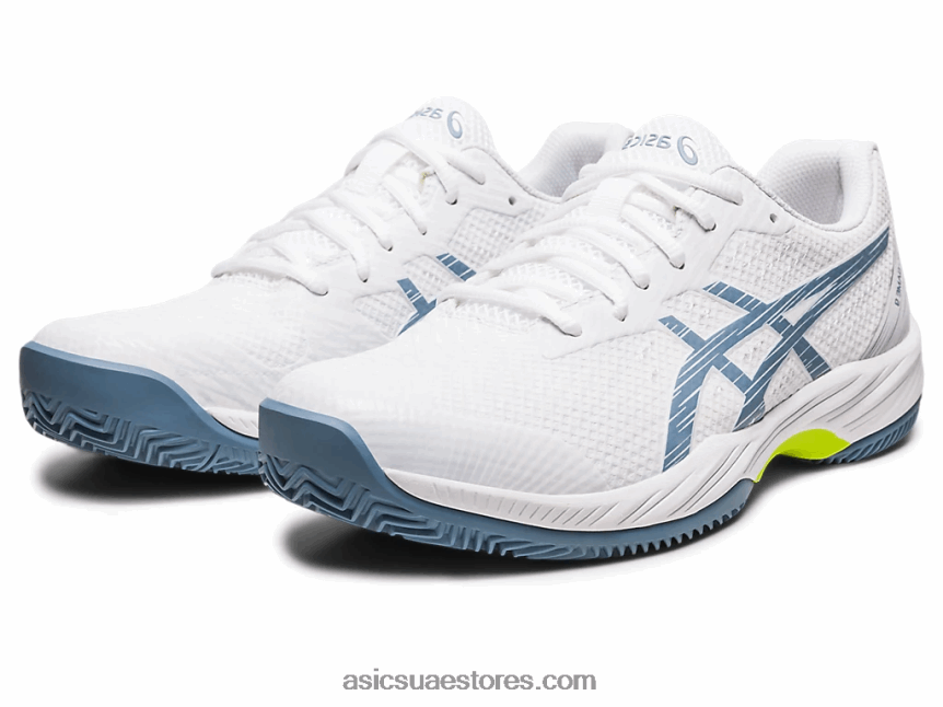 Asics أبيض / أزرق صلب لعبة جل 9 طين / oc 2N24DJ439
