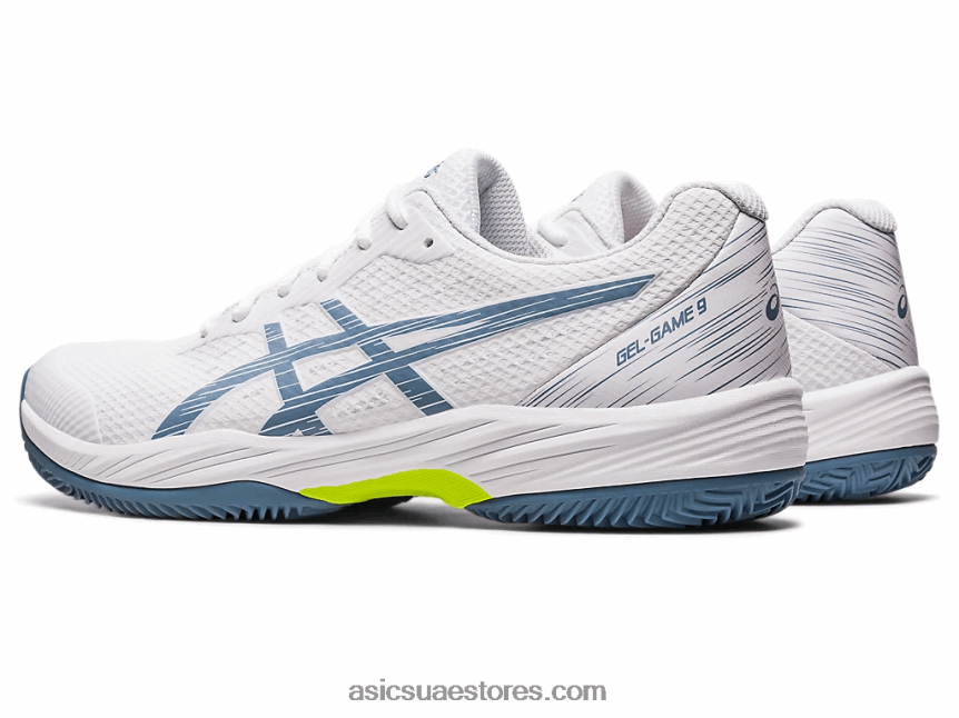Asics أبيض / أزرق صلب لعبة جل 9 طين / oc 2N24DJ439