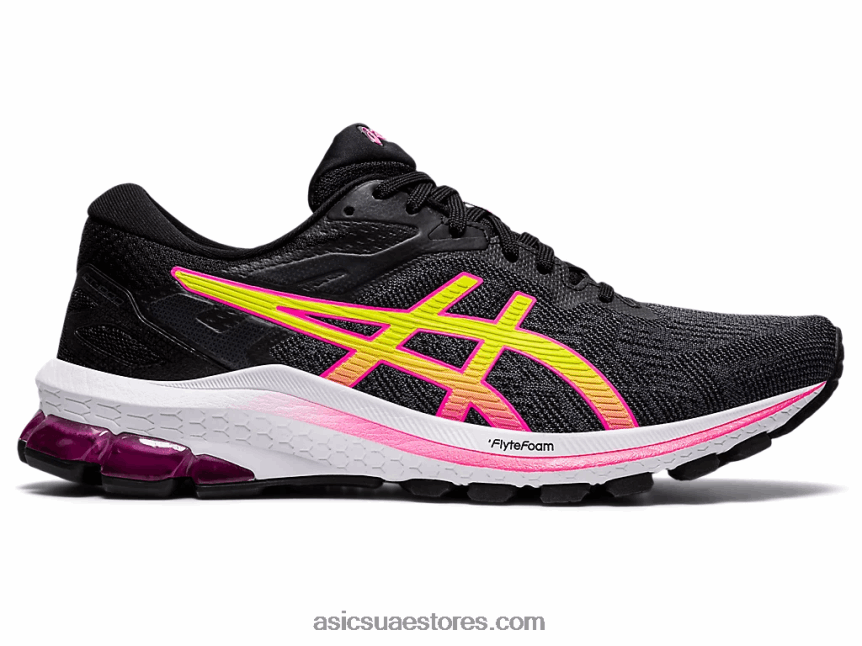Asics أسود / وردي ساخن GT-1000 10 2N24DJ3997