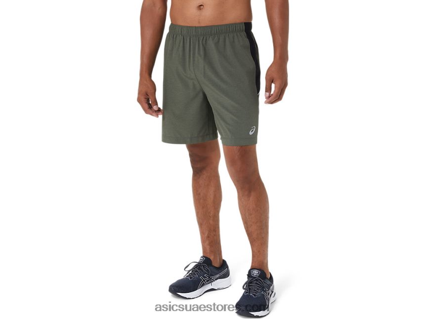 Asics عباءة خضراء HTR / بيرف بلاك الرجال 7in العلاقات العامة قصيرة 2N24DJ1022