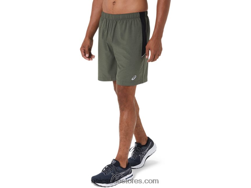 Asics عباءة خضراء HTR / بيرف بلاك الرجال 7in العلاقات العامة قصيرة 2N24DJ1022