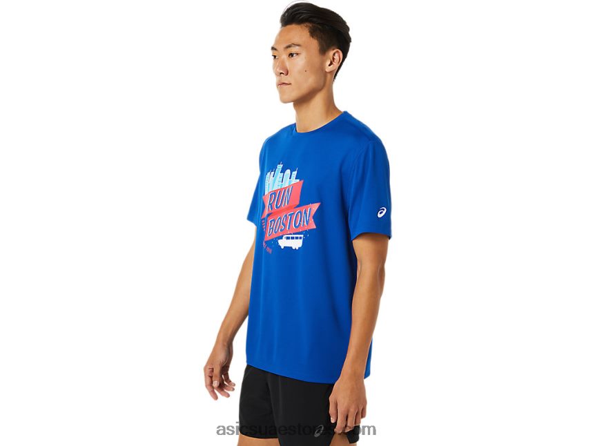 Asics أزرق مجموعة بوس جاهزة بأكمام قصيرة للرجال II 2N24DJ1698