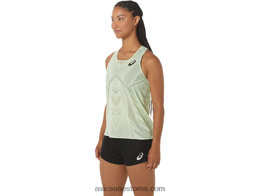 Asics همسة الخضراء المرأة القميص الجاكار actibreeze 2N24DJ2226