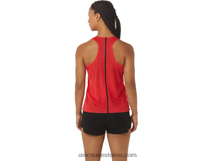 Asics أحمر كهربائي المرأة القميص الجاكار actibreeze 2N24DJ2341