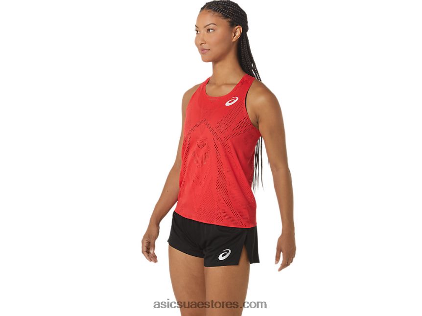 Asics أحمر كهربائي المرأة القميص الجاكار actibreeze 2N24DJ2341