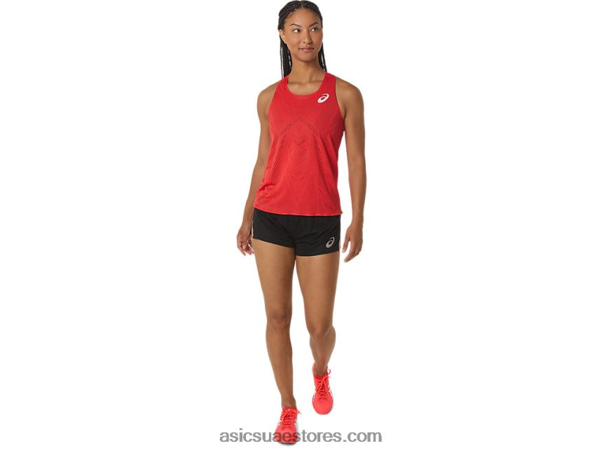 Asics أحمر كهربائي المرأة القميص الجاكار actibreeze 2N24DJ2341