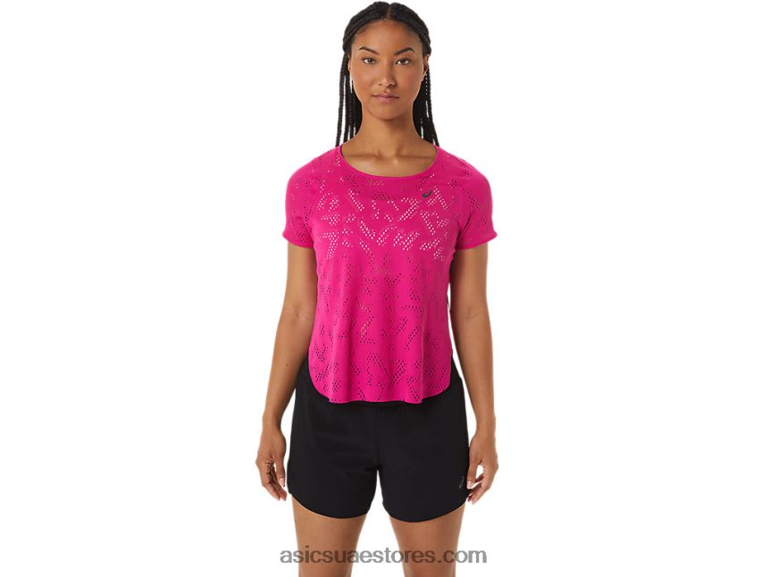 Asics الهذيان الوردي المرأة قصيرة الأكمام actibreeze تهوية أعلى 2N24DJ2530