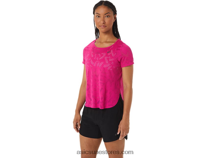 Asics الهذيان الوردي المرأة قصيرة الأكمام actibreeze تهوية أعلى 2N24DJ2530