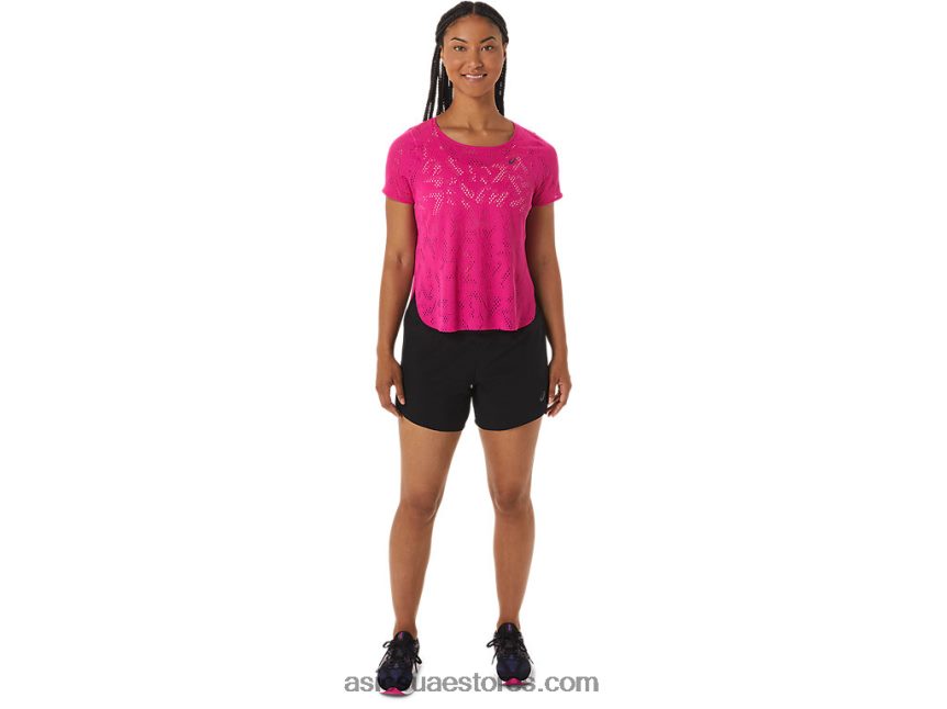 Asics الهذيان الوردي المرأة قصيرة الأكمام actibreeze تهوية أعلى 2N24DJ2530