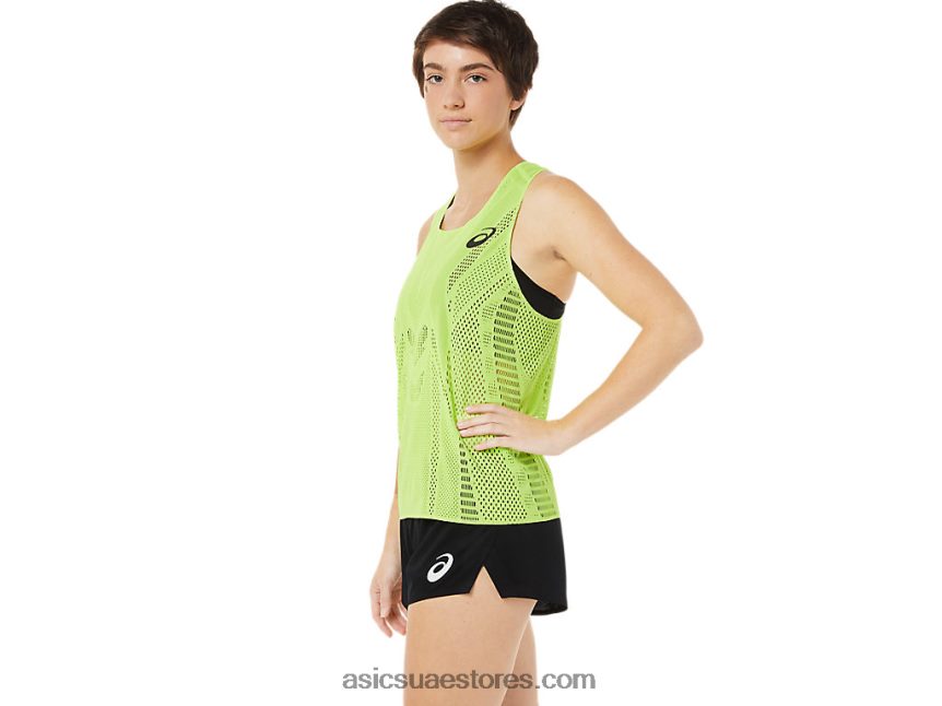 Asics الخطر الأخضر المرأة القميص actibreeze 2N24DJ3350