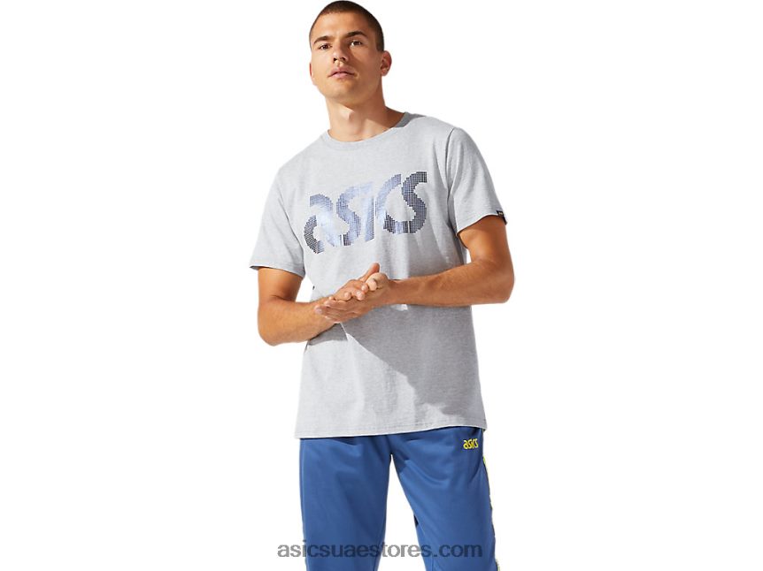 Asics هيذر الرمادي بيدمونت الرجال جيرسي احباط bl قصيرة الأكمام المحملة 2N24DJ1897
