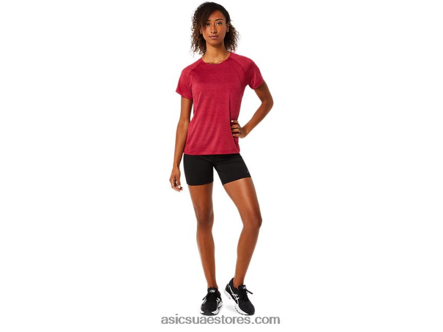 Asics بورجوندي c110 المرأة قصيرة الأكمام pr lyte أعلى 2N24DJ3778