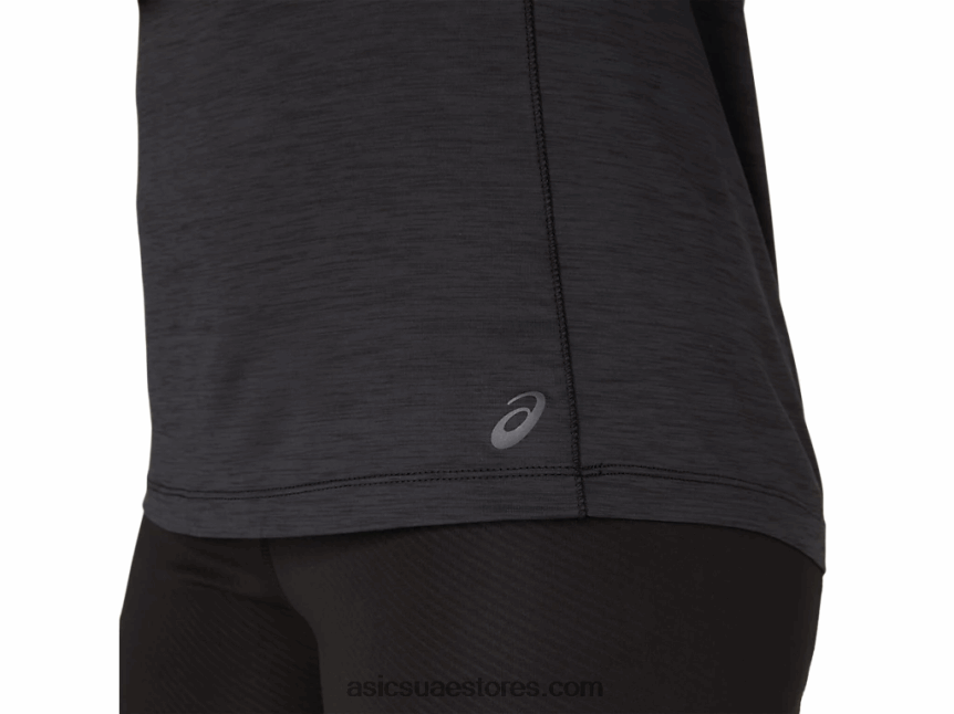 Asics أسود الأداء c110 المرأة قصيرة الأكمام pr lyte أعلى 2N24DJ4094