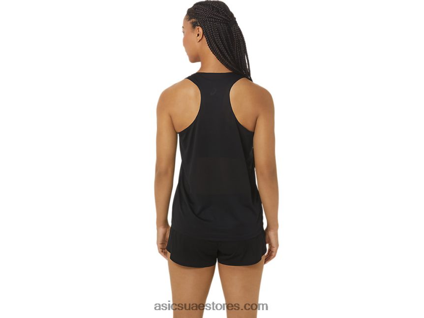 Asics أداء أسود / همس أخضر المرأة القميص ضوء خط cj 2N24DJ2347
