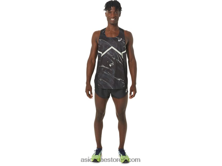 Asics أداء أسود / همس أخضر القميص الخفيف للرجال cj-line 2N24DJ245