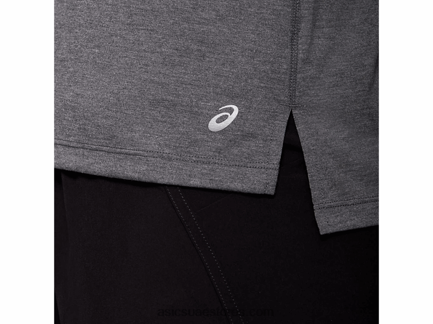 Asics هيذر رمادي غامق المرأة قصيرة الأكمام أعلى dorai 2N24DJ4035