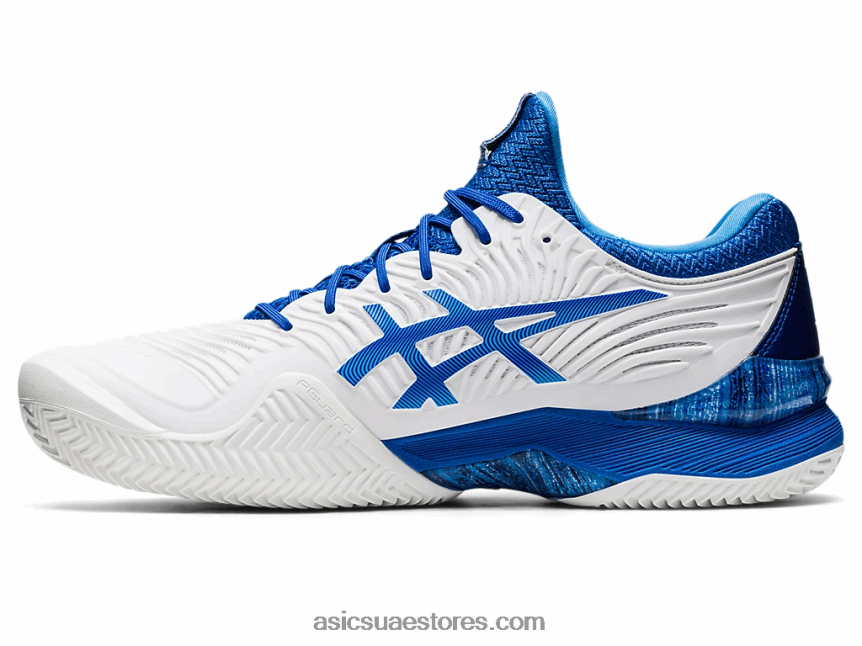 Asics أبيض / تونة زرقاء محكمة ff نوفاك كلاي 2N24DJ1003