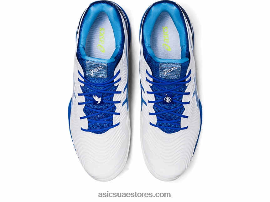 Asics أبيض / تونة زرقاء محكمة ff نوفاك كلاي 2N24DJ1003