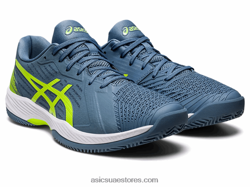 Asics أزرق صلب / أخضر خطر حل سريع ff الطين 2N24DJ514