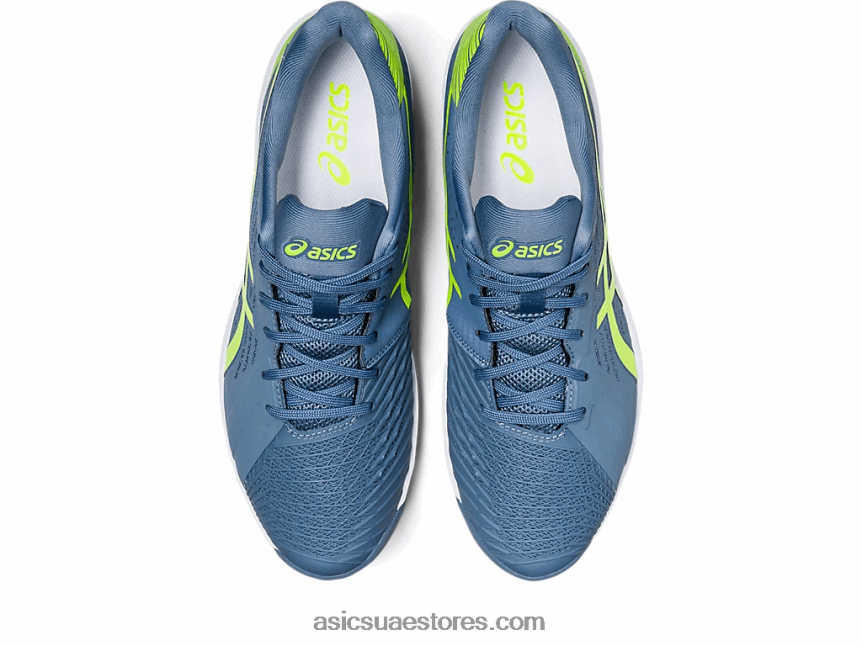 Asics أزرق صلب / أخضر خطر حل سريع ff الطين 2N24DJ514