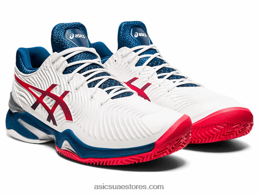 Asics أبيض / ماكو أزرق محكمة ff 2 طين 2N24DJ1995