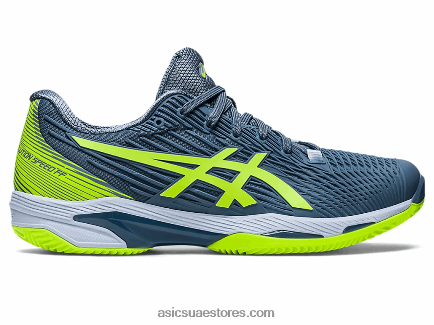 Asics أزرق صلب / أخضر خطر سرعة الحل ff 2 الطين 2N24DJ470