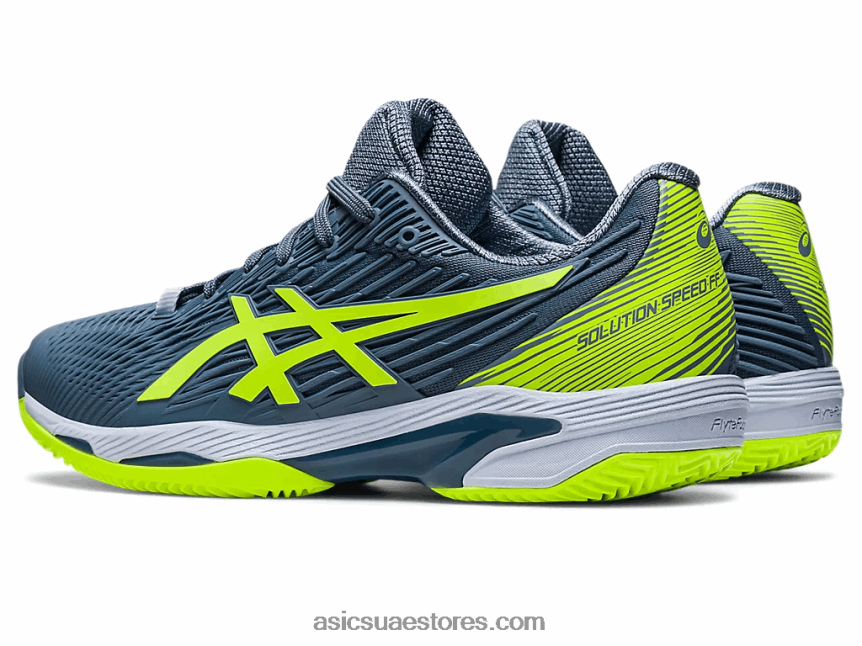 Asics أزرق صلب / أخضر خطر سرعة الحل ff 2 الطين 2N24DJ470