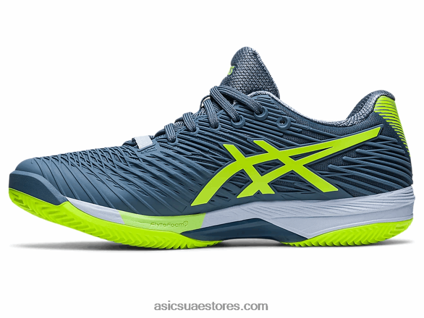 Asics أزرق صلب / أخضر خطر سرعة الحل ff 2 الطين 2N24DJ470