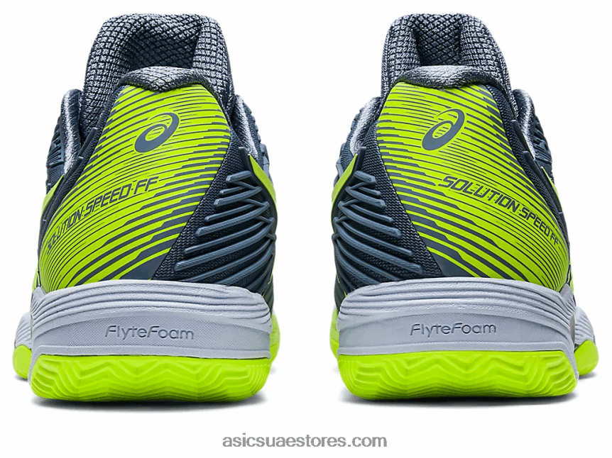 Asics أزرق صلب / أخضر خطر سرعة الحل ff 2 الطين 2N24DJ470