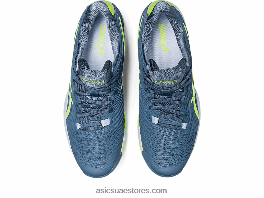 Asics أزرق صلب / أخضر خطر سرعة الحل ff 2 الطين 2N24DJ470