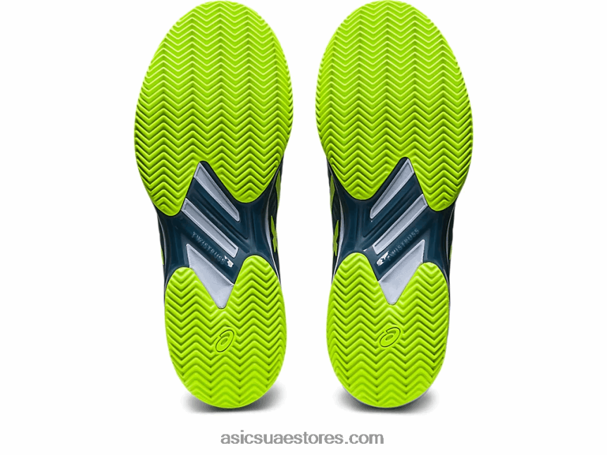 Asics أزرق صلب / أخضر خطر سرعة الحل ff 2 الطين 2N24DJ470